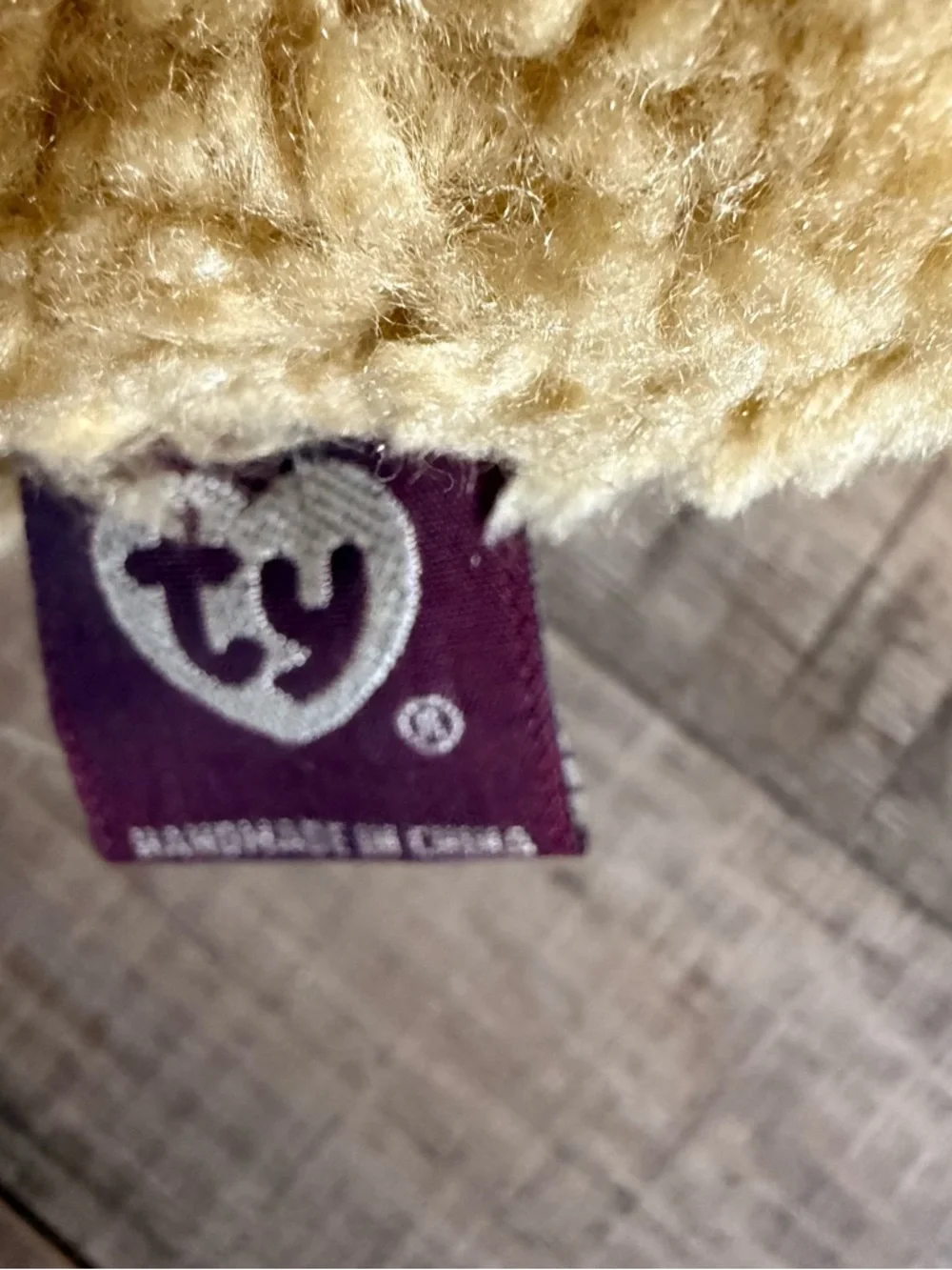 Vintage 1993 Ty Plush Teddy Bear in Tan with Pink Nose Piccadilly no‎ costume